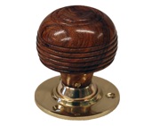 Chatsworth Cottage Rosewood Brown Wood Mortice Door Knobs, Polished Brass Backplate - BUL402-2-BRN (sold in pairs)